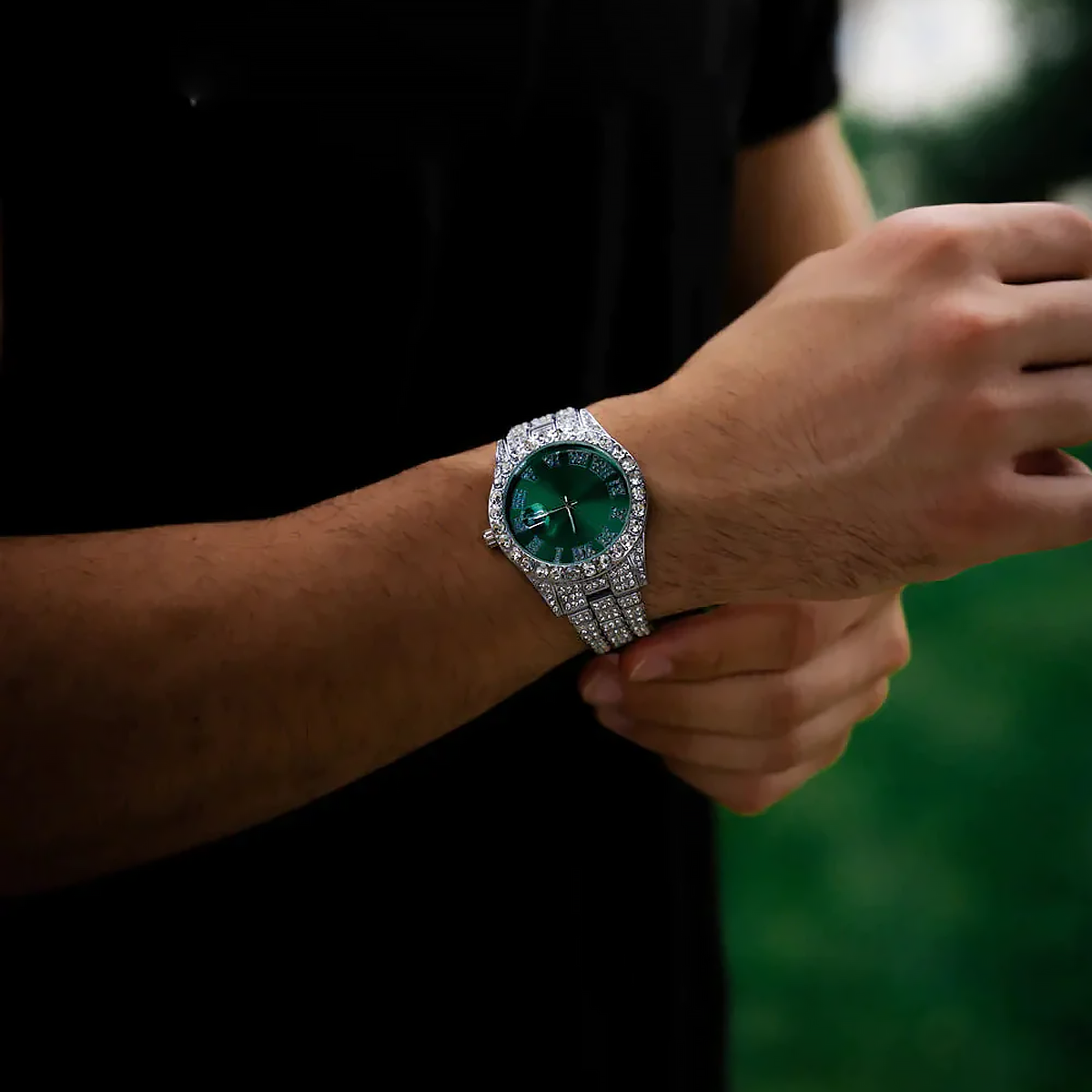 SIGRE. | Bustdown Horloge met Groene Wijzerplaat