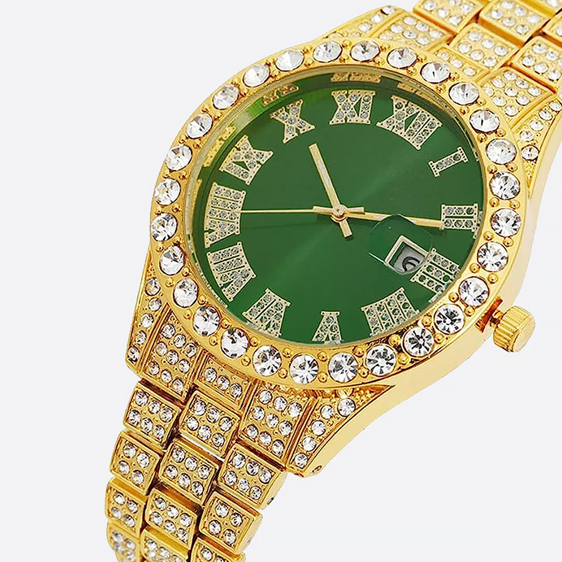 GIMONY. | Gouden Bustdown Horloge met Groene Wijzerplaat