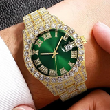 GIMONY. | Gouden Bustdown Horloge met Groene Wijzerplaat