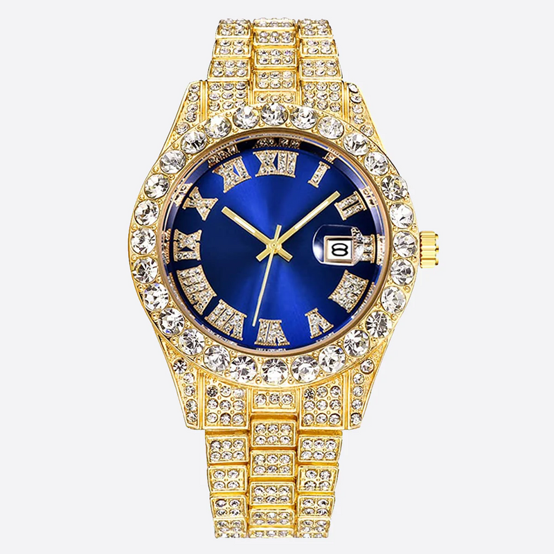 GIBLUY. | Gouden Bustdown Horloge met Blauwe Wijzerplaat