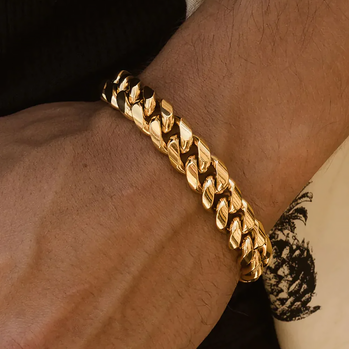 GYTHOS. | 12MM Cuban Link Armband 18K (Goud)