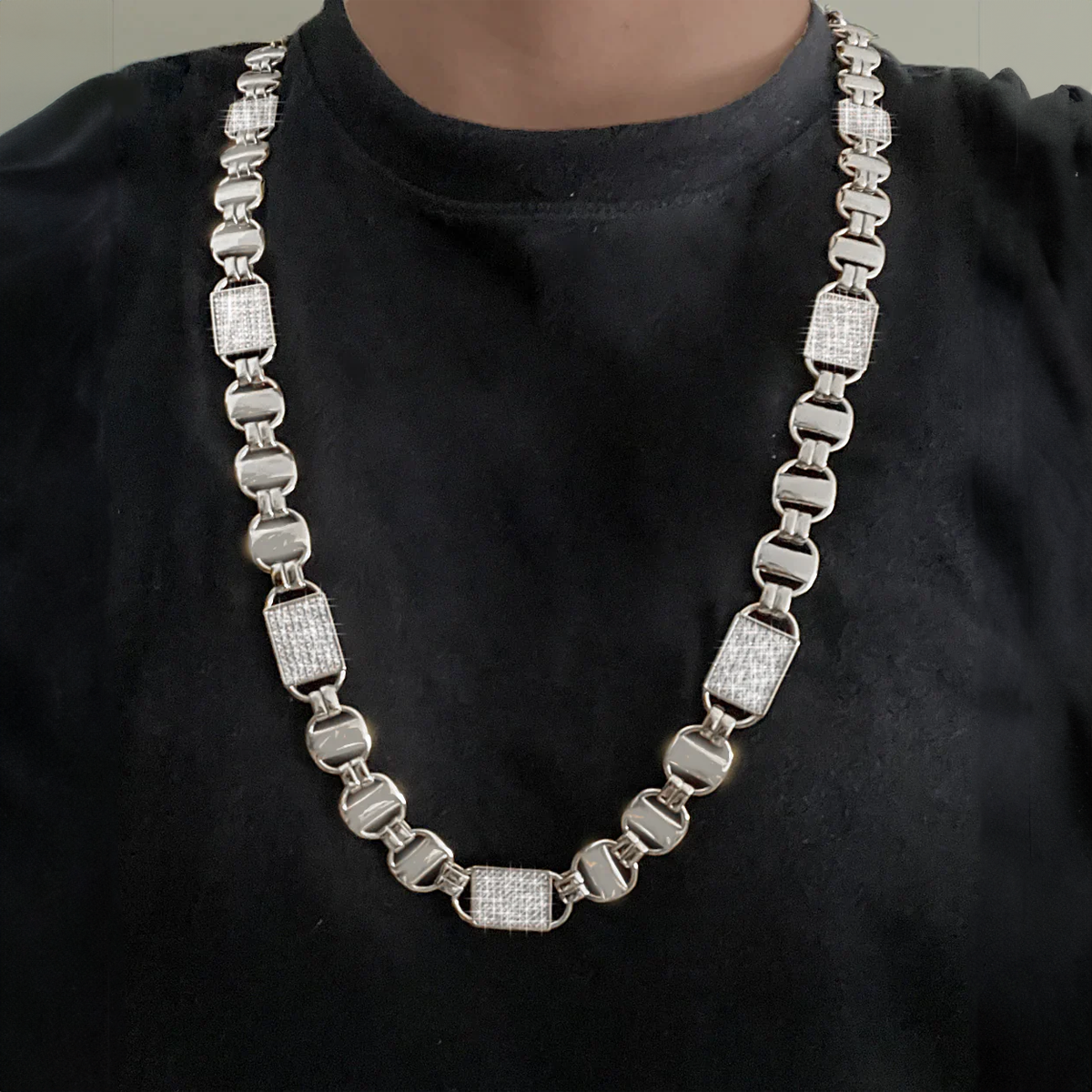 KINGSLEY. | Magnum Koning-ketting met Diamanten (Zilver)