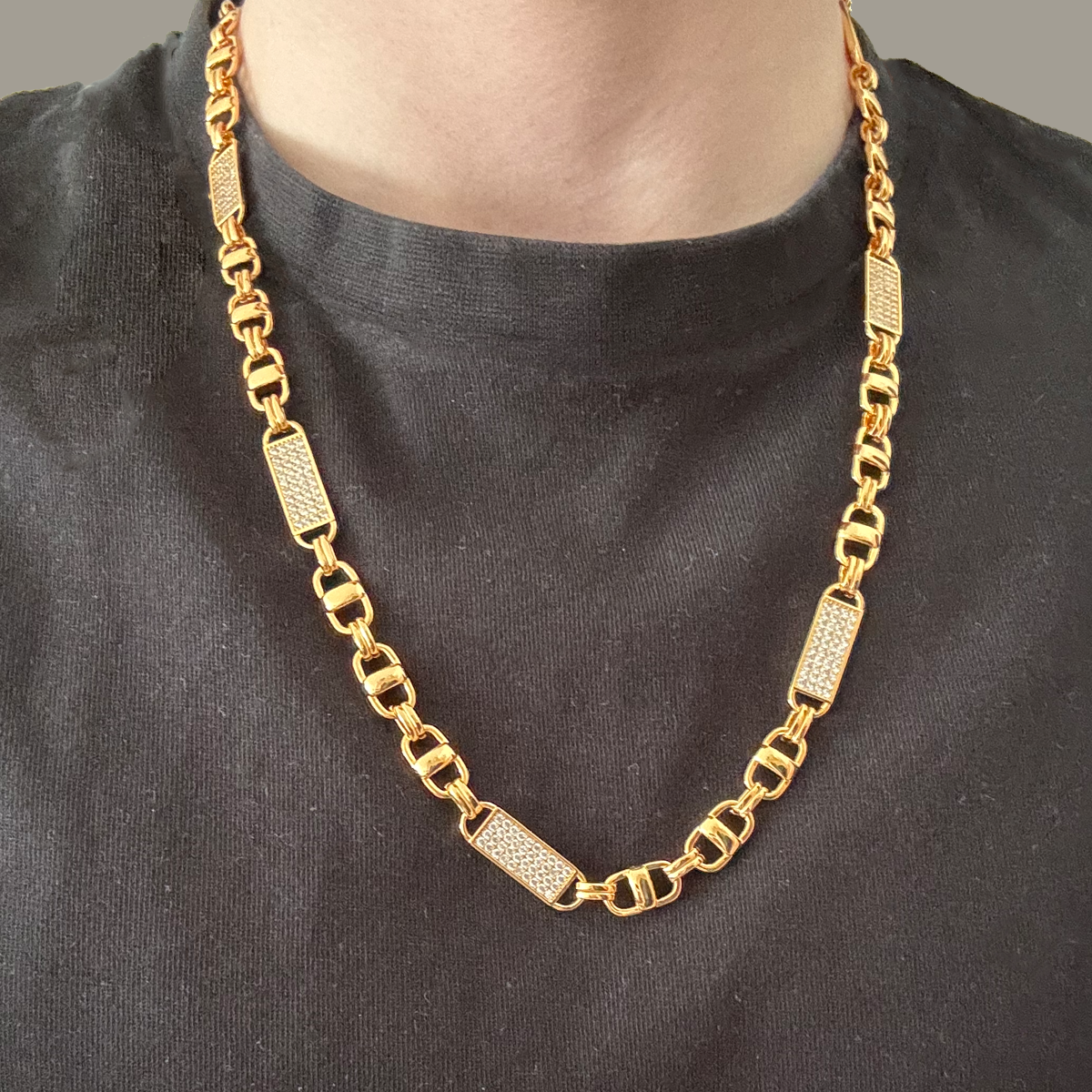 KINGSLI. | 8MM Koningsketting met Diamanten (Goud)