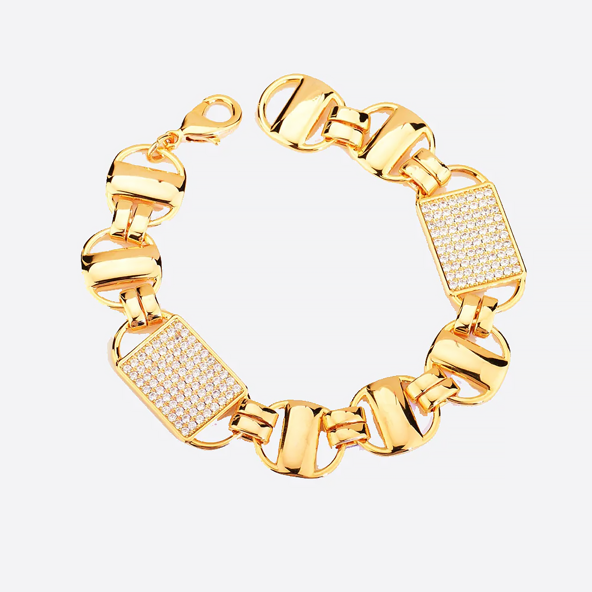 KINGTY. | Platte Magnum Armband met Diamanten (Goud)