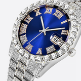 SYBLUY. | Zilveren Bustdown Horloge met Blauwe Wijzerplaat